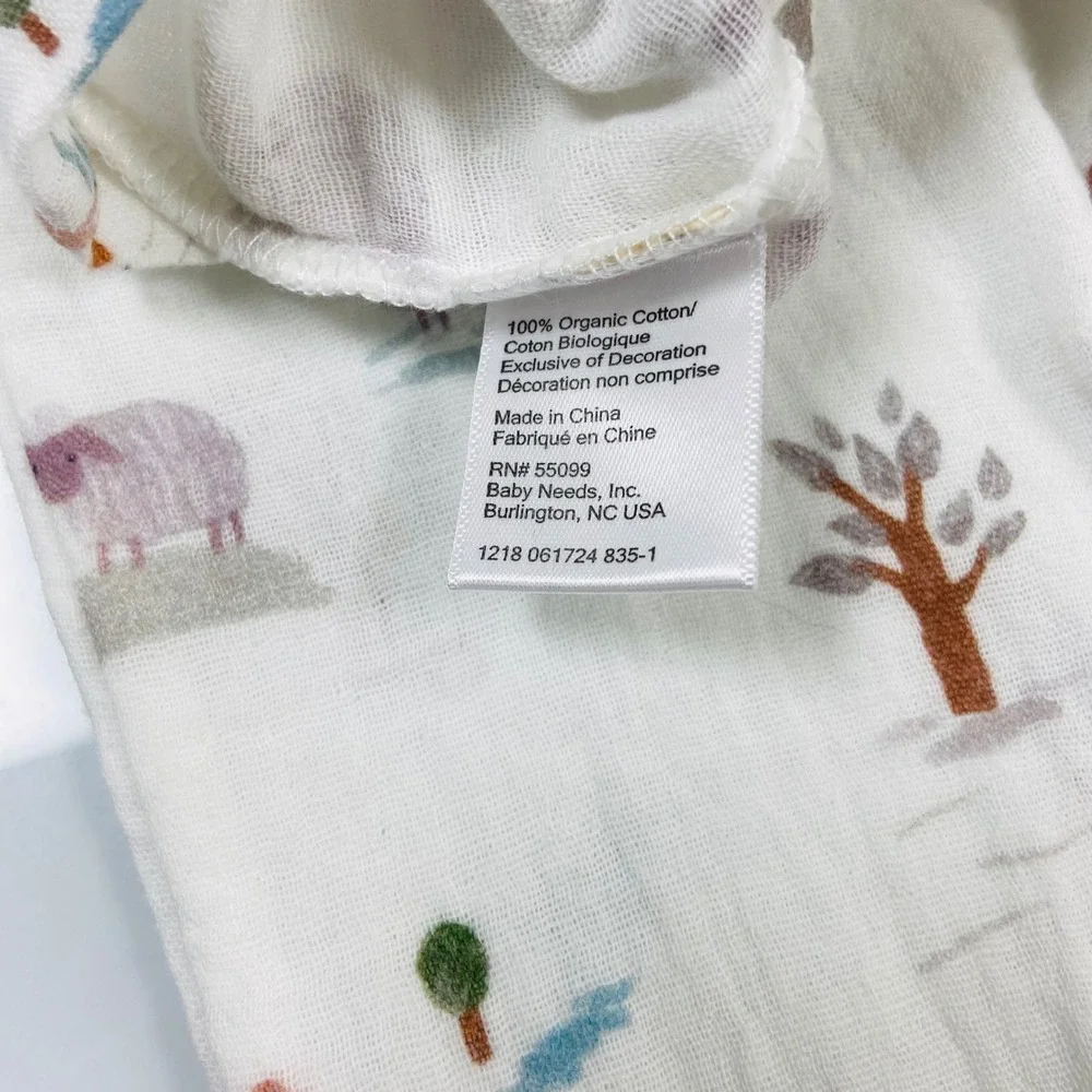 Elegant Baby‎ Kids 6-9M Cream Farm Animal Romper NEW Organic Cotton Muslin Barn